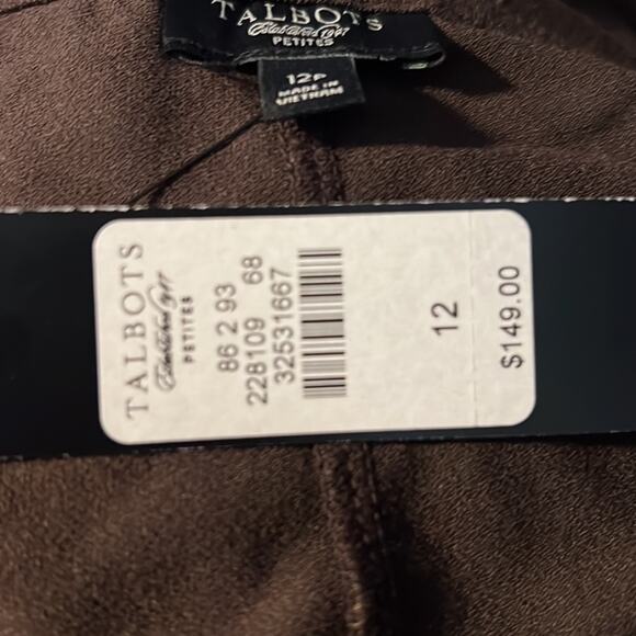 Talbots Petite Surplice Faux Wrap Brown Jersey Dress Size 12 NWT $149 - Picture 5 of 7